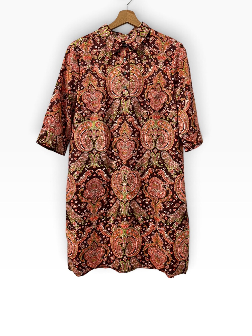 Banana Republic Paisley Dress Women’s 12 Multicolor A Line Pockets Short Sleeve